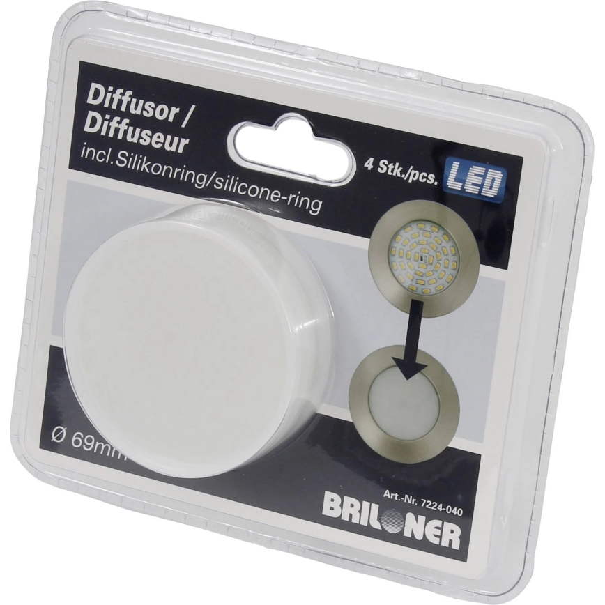 Briloner 7224-040 - 4x Diffusor til indbygningslamper diam. 69 mm