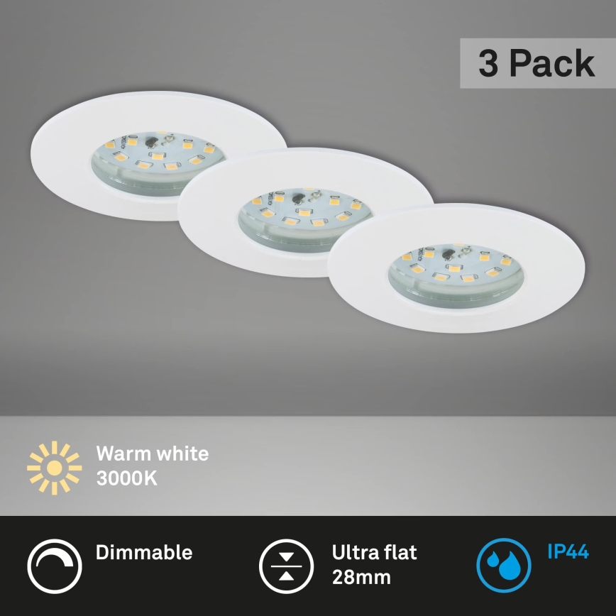 Briloner 7231-036 - SÆT 3x LED indbygningslampe til badeværelse dæmpbar LED/5,5W/230V IP44
