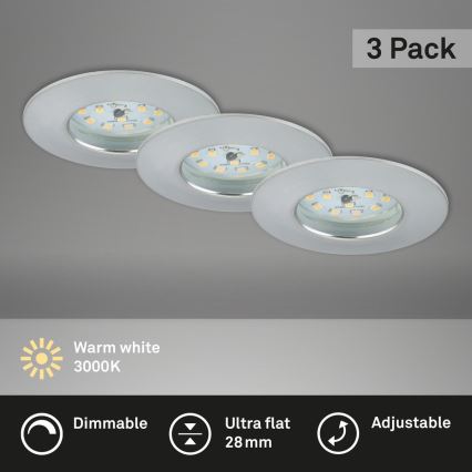 Briloner 7231-039 - Sæt med 3x dæmpbare LED-indbygningsspots til badeværelset LED/5,5W/230V IP44 mat krom