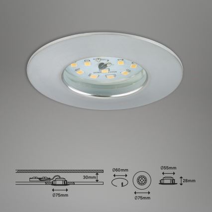 Briloner 7231-039 - Sæt med 3x dæmpbare LED-indbygningsspots til badeværelset LED/5,5W/230V IP44 mat krom