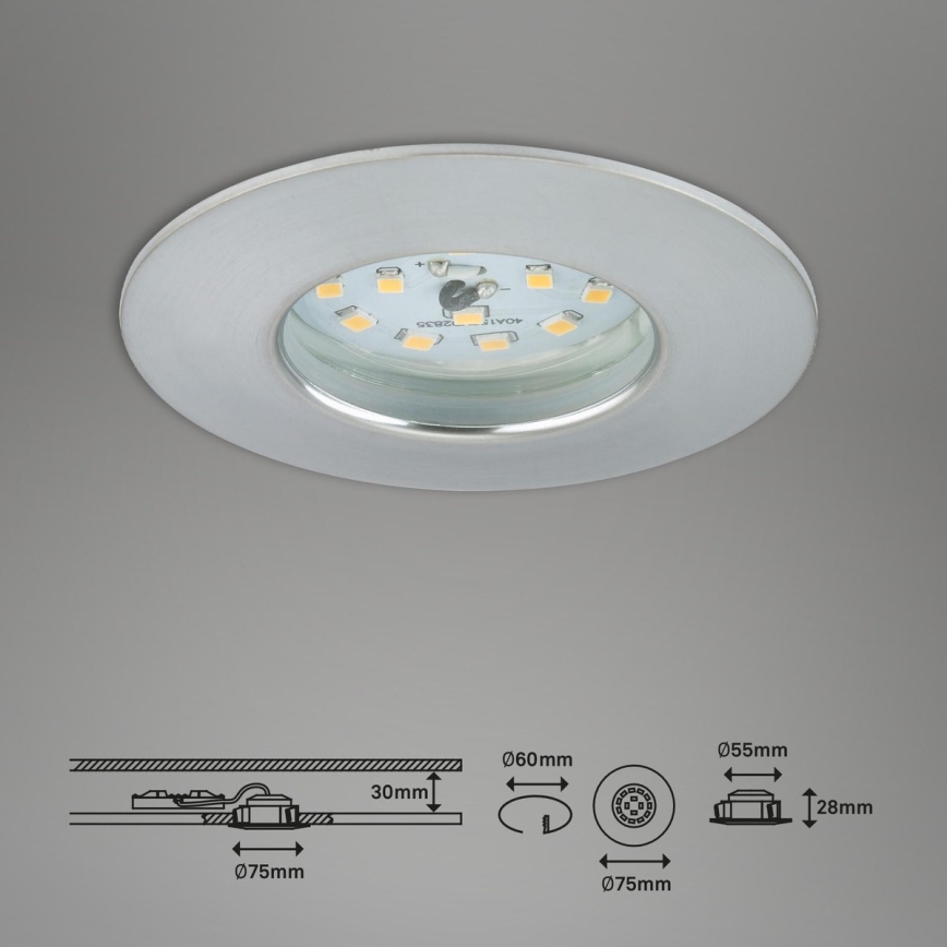 Briloner 7231-039 - Sæt med 3x dæmpbare LED-indbygningsspots til badeværelset LED/5,5W/230V IP44 mat krom