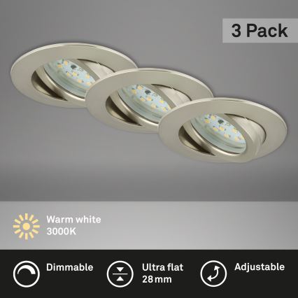 Briloner 7232-032 - Sæt med 3 dæmpbare LED-indbygningsspots til badeværelset ATTACH LED/5,5W/230V IP23