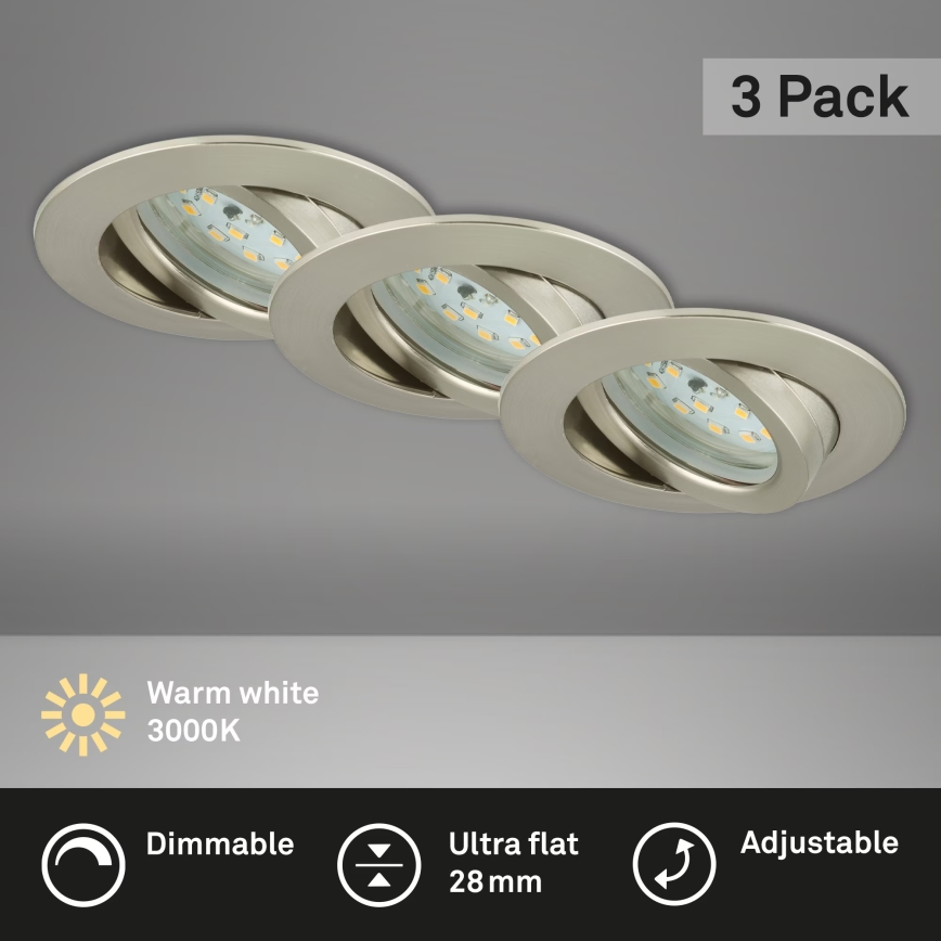 Briloner 7232-032 - Sæt med 3 dæmpbare LED-indbygningsspots til badeværelset ATTACH LED/5,5W/230V IP23