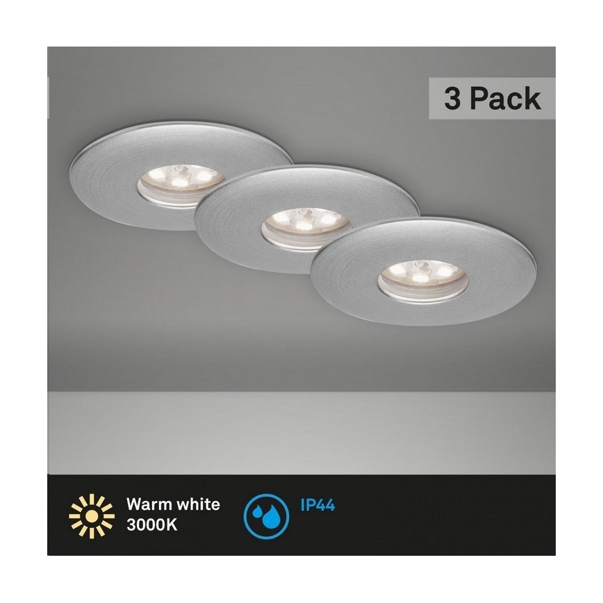 Briloner 7240-039 - SÆT 3x LED indbygningslampe til badeværelse LED/1,8W/230V IP44