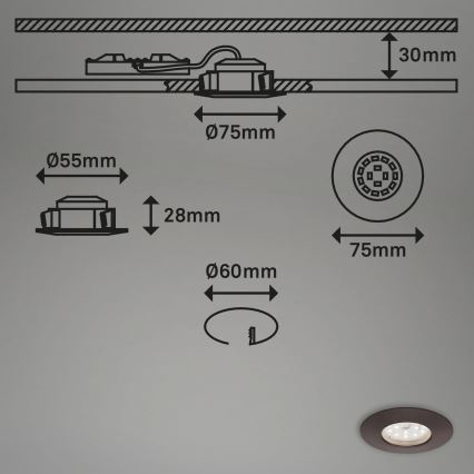 Briloner 7295-031 - SÆT 3x LED indbygningslampe til badeværelse dæmpbar ATTACH LED/6,5W/230V IP44