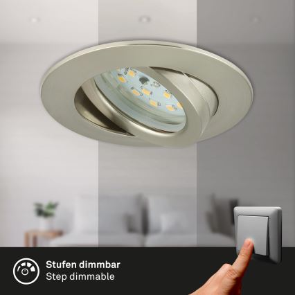 Briloner 7296-012 - LED indbygningslampe til badeværelse dæmpbar ATTACH LED/6,5W/230V IP23 mat krom