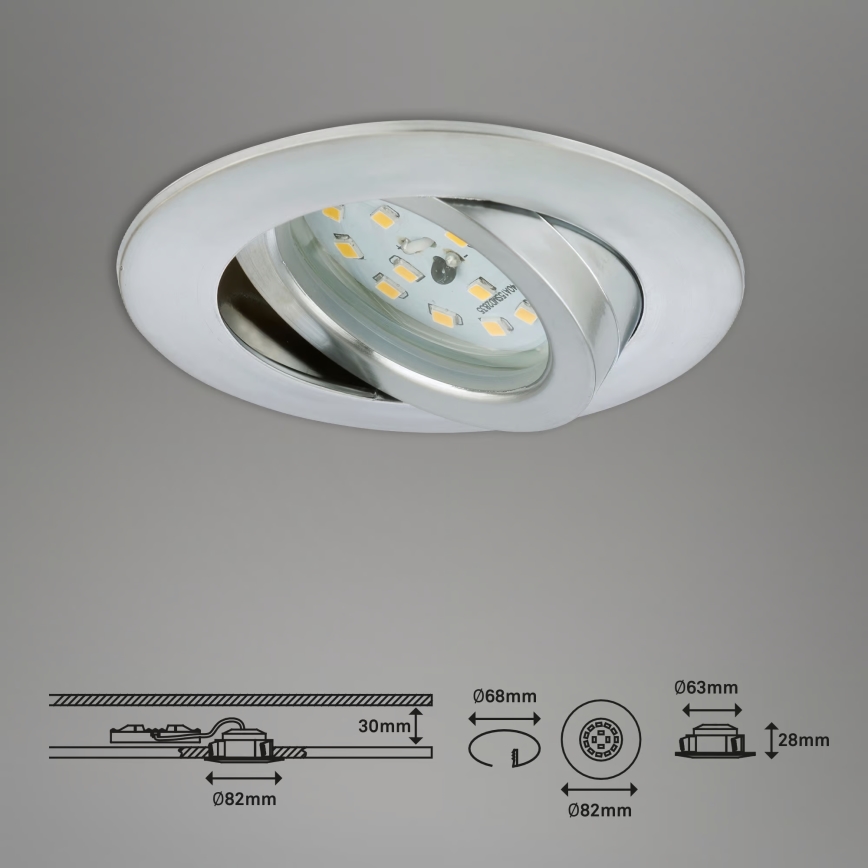 Briloner 7296-039 - Sæt med 3 dæmpbare LED-indbygningsspots til badeværelse LED/6,5W/230V 3000K IP23 mat krom
