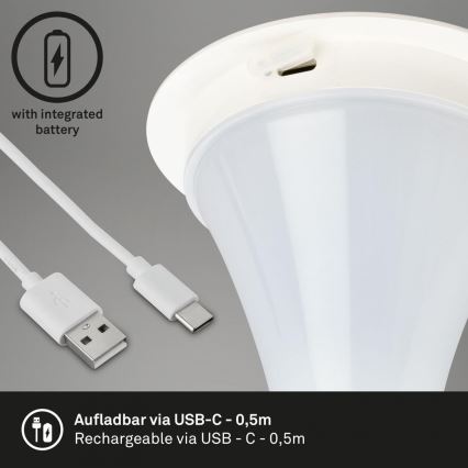 Briloner 7420016 - Udendørs LED bordlampe m. touch-funktion genopladelig og dæmpbar LED/4W/5V IP44 3000K hvid