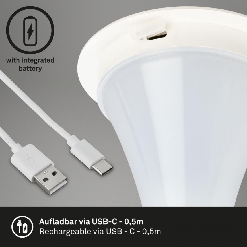 Briloner 7420016 - Udendørs LED bordlampe m. touch-funktion genopladelig og dæmpbar LED/4W/5V IP44 3000K hvid