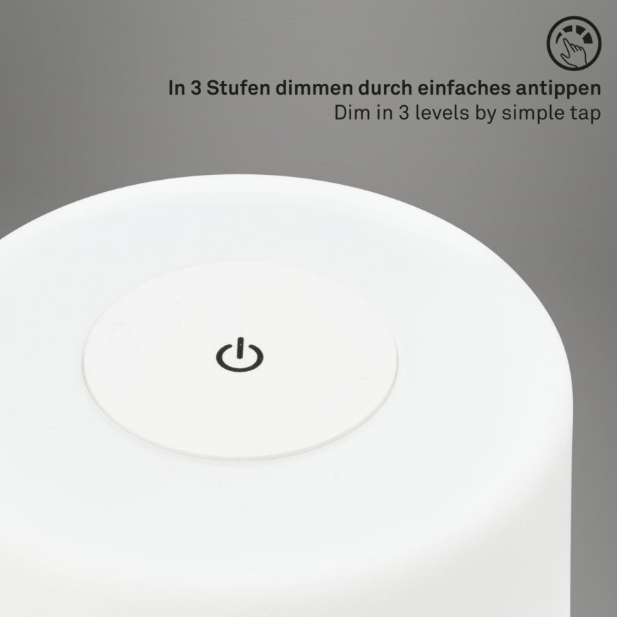 Briloner 7420016 - Udendørs LED bordlampe m. touch-funktion genopladelig og dæmpbar LED/4W/5V IP44 3000K hvid
