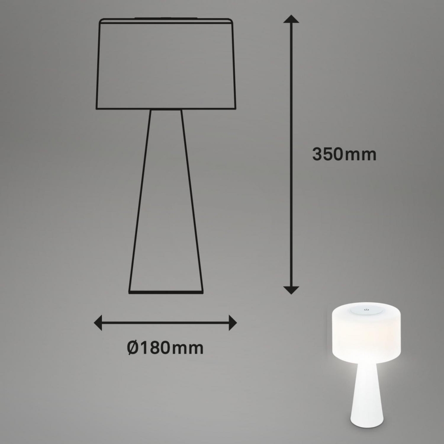 Briloner 7420016 - Udendørs LED bordlampe m. touch-funktion genopladelig og dæmpbar LED/4W/5V IP44 3000K hvid