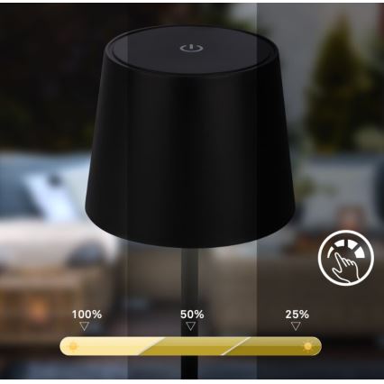 Briloner 7423015 - Udendørs LED bordlampe dæmpbar og genopladelig LED/2,6W/5V IP44 2000 mAh sort