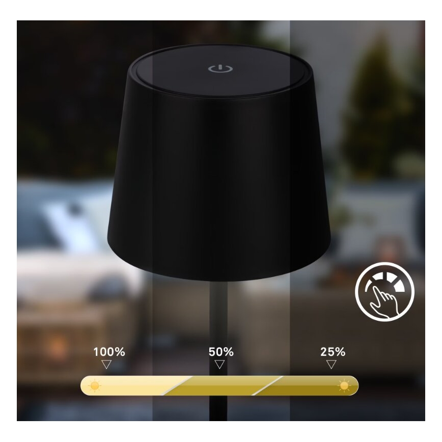 Briloner 7423015 - Udendørs LED bordlampe dæmpbar og genopladelig LED/2,6W/5V IP44 2000 mAh sort