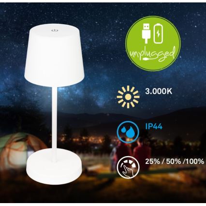 Briloner 7423016 - Udendørs LED bordlampe dæmpbar og genopladelig LED/2,6W/5V 2000mAh IP44 hvid