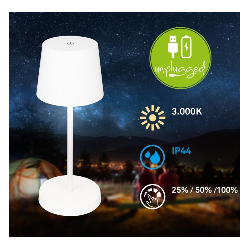 Briloner 7423016 - Udendørs LED bordlampe dæmpbar og genopladelig LED/2,6W/5V 2000mAh IP44 hvid