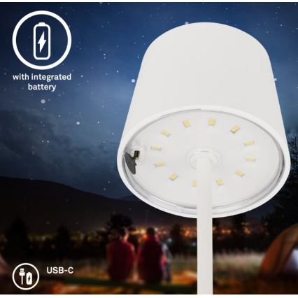 Briloner 7423016 - Udendørs LED bordlampe dæmpbar og genopladelig LED/2,6W/5V 2000mAh IP44 hvid