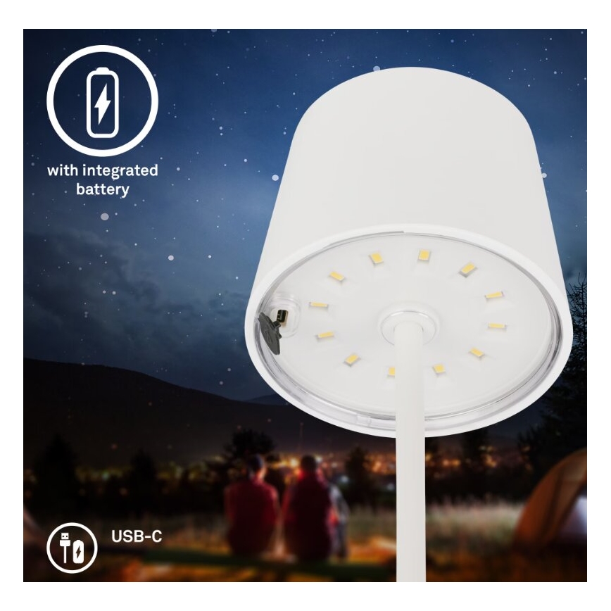 Briloner 7423016 - Udendørs LED bordlampe dæmpbar og genopladelig LED/2,6W/5V 2000mAh IP44 hvid