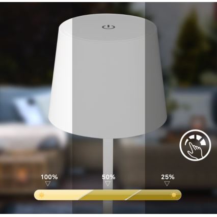Briloner 7423016 - Udendørs LED bordlampe dæmpbar og genopladelig LED/2,6W/5V 2000mAh IP44 hvid
