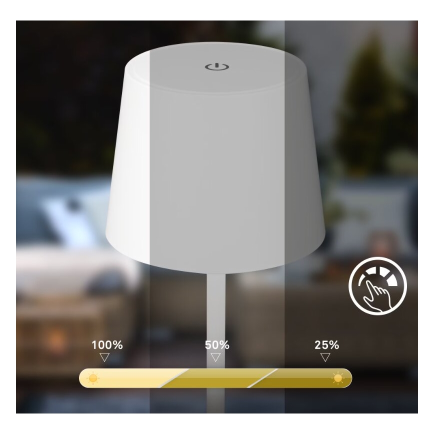 Briloner 7423016 - Udendørs LED bordlampe dæmpbar og genopladelig LED/2,6W/5V 2000mAh IP44 hvid