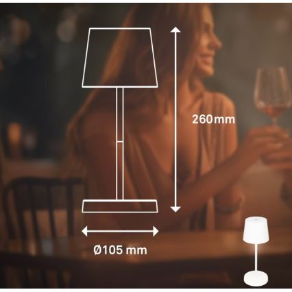 Briloner 7423016 - Udendørs LED bordlampe dæmpbar og genopladelig LED/2,6W/5V 2000mAh IP44 hvid