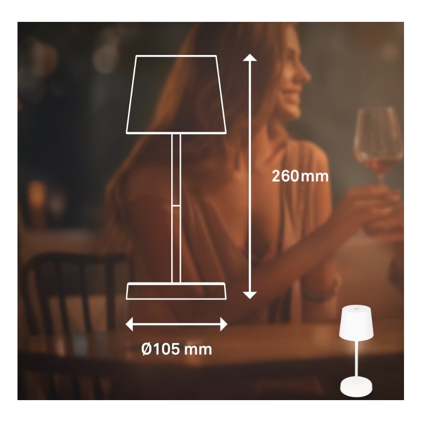 Briloner 7423016 - Udendørs LED bordlampe dæmpbar og genopladelig LED/2,6W/5V 2000mAh IP44 hvid