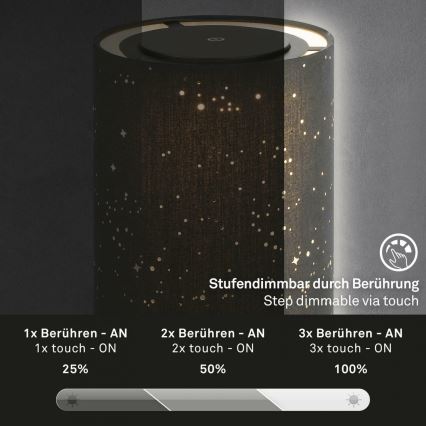 Briloner 7449-015 - LED Dæmpbar udendørs touch-funktion lampe STARRY SKY LED/3W/5V IP44 sort