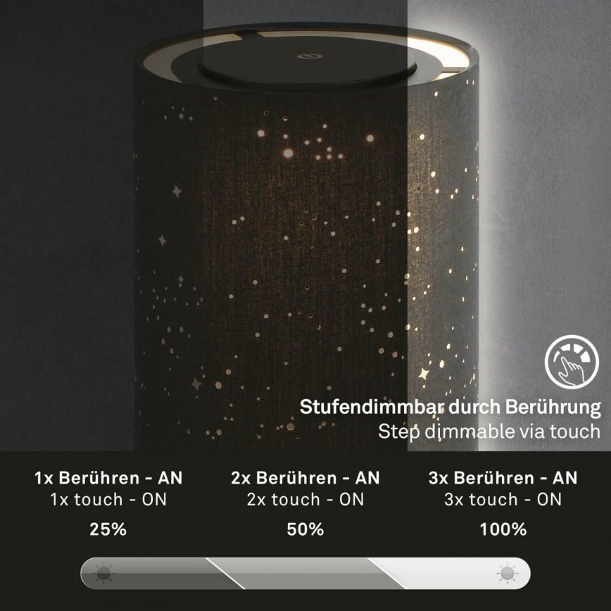 Briloner 7449-015 - Udendørs LED lampe m. touch-funktion dæmpbar STARRY SKY LED/3W/5V IP44 sort