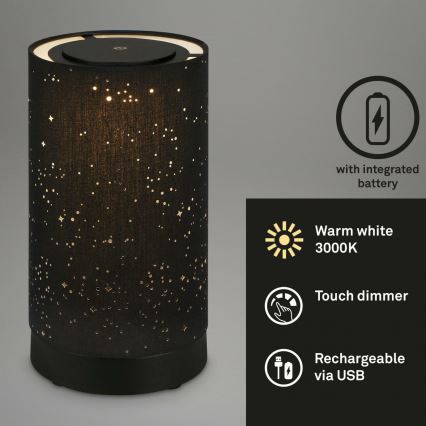 Briloner 7449-015 - LED Dæmpbar udendørs touch-funktion lampe STARRY SKY LED/3W/5V IP44 sort