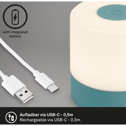 Briloner 7461010 - Udendørs LED bordlampe dæmpbar og genopladelig LED/2W/5V IP44 1200 mAh blå