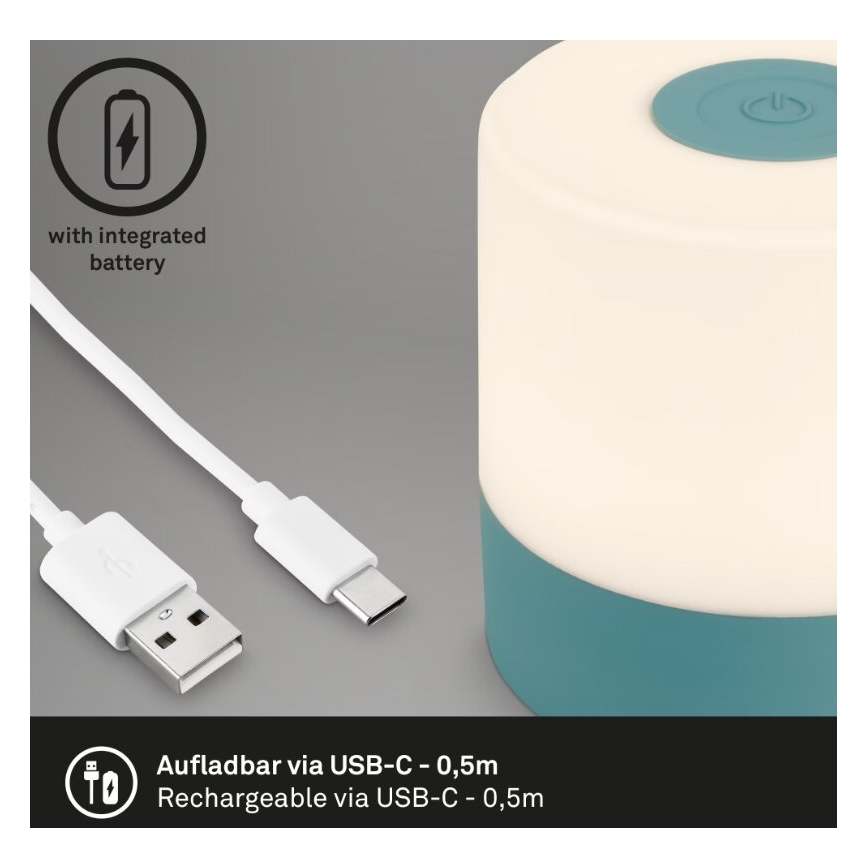 Briloner 7461010 - Udendørs LED bordlampe dæmpbar og genopladelig LED/2W/5V IP44 1200 mAh blå