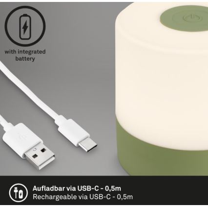 Briloner 7461019 - Udendørs LED bordlampe dæmpbar og genopladelig LED/2W/5V IP44 1200 mAh grøn