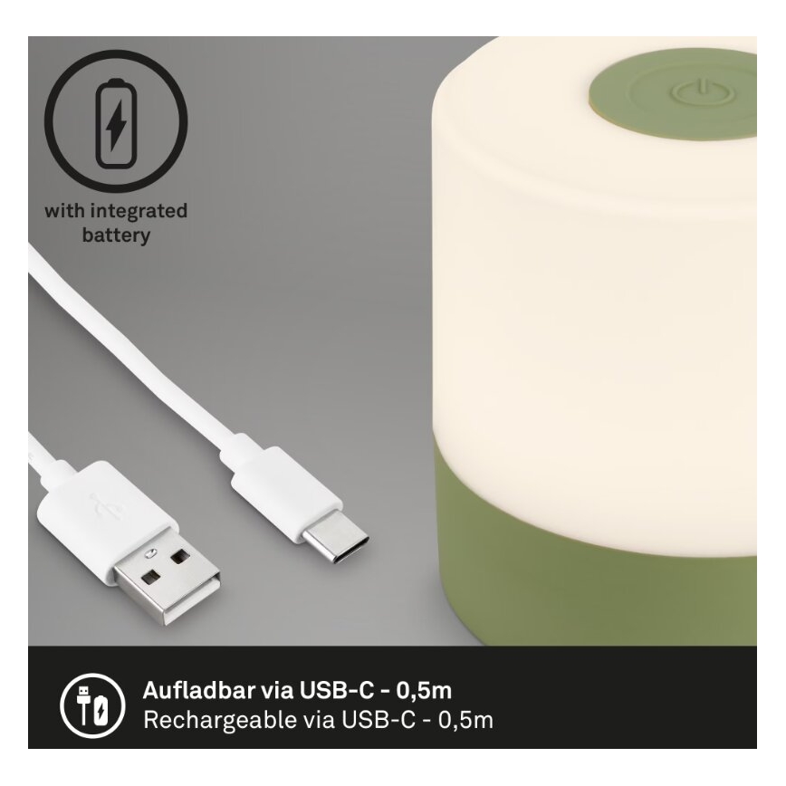 Briloner 7461019 - Udendørs LED bordlampe dæmpbar og genopladelig LED/2W/5V IP44 1200 mAh grøn