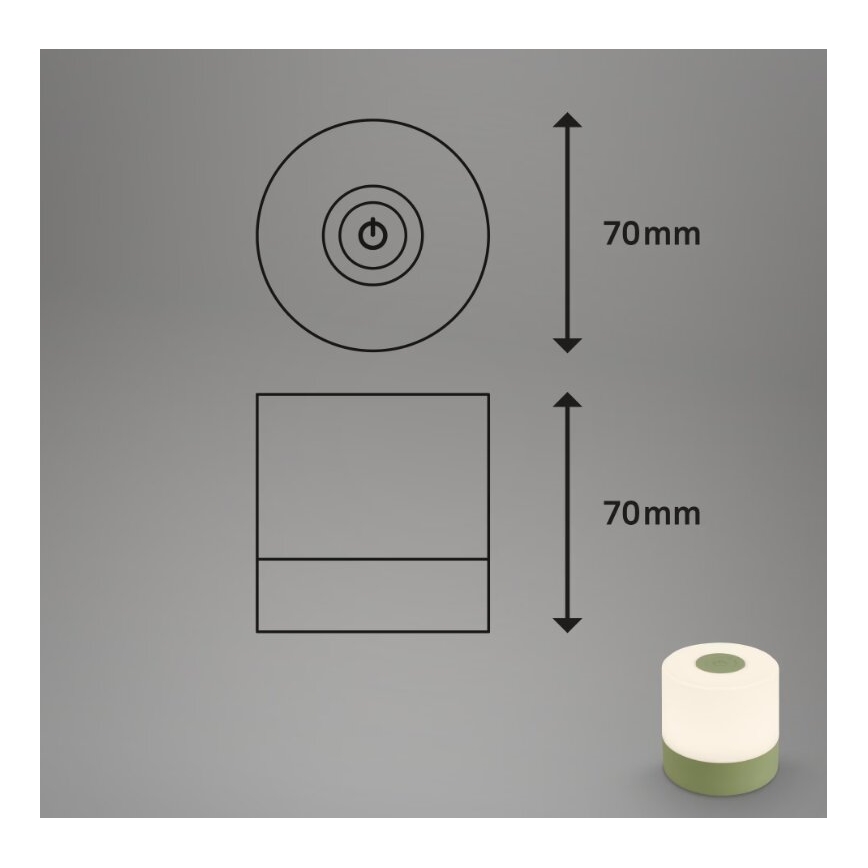 Briloner 7461019 - Udendørs LED bordlampe dæmpbar og genopladelig LED/2W/5V IP44 1200 mAh grøn