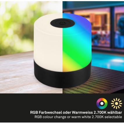 Briloner 7462015 - Udendørs LED bordlampe m. RGB-farver genopladelig LED/1,5W/5V IP44 sort
