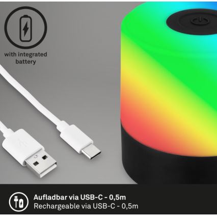 Briloner 7462015 - Udendørs LED bordlampe m. RGB-farver genopladelig LED/1,5W/5V IP44 sort