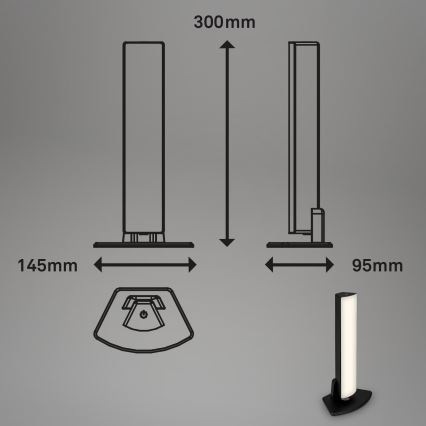 Briloner 7474-015 - LED dæmpbar touch genopladelig udendørs bordlampe 2-i-1 LED/7W/5V 2x2200 mAh USB 3000K IP44 sort
