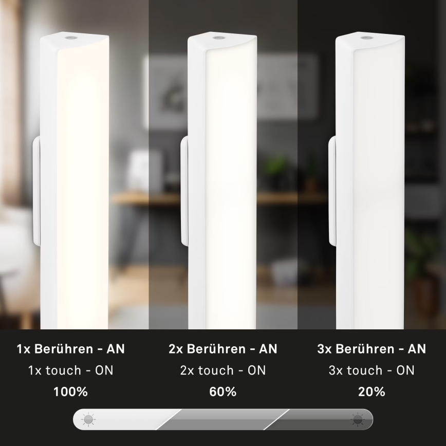 Briloner 7474-016 - Udendørs LED bordlampe m. touch-funktion 2-i-1 dæmpbar og genopladelig LED/7W/5V 2x2200 mAh USB 3000K IP44 hvid