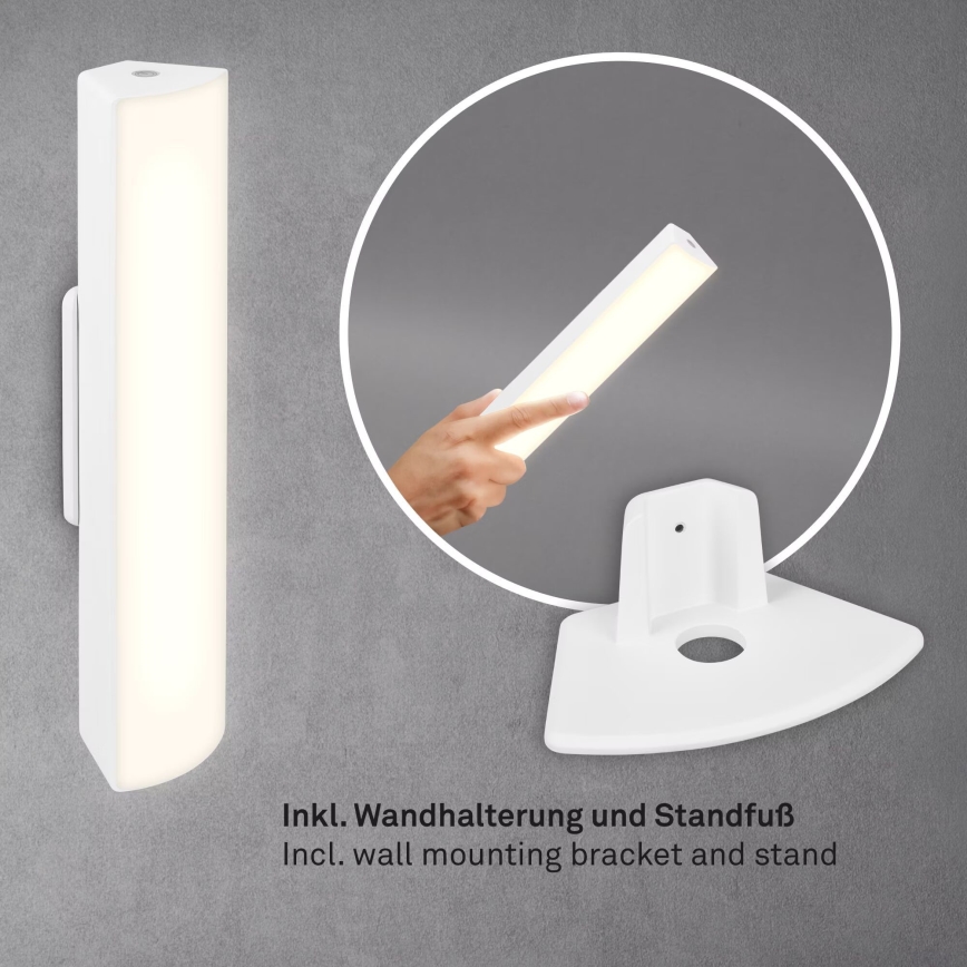 Briloner 7474-016 - Udendørs LED bordlampe m. touch-funktion 2-i-1 dæmpbar og genopladelig LED/7W/5V 2x2200 mAh USB 3000K IP44 hvid