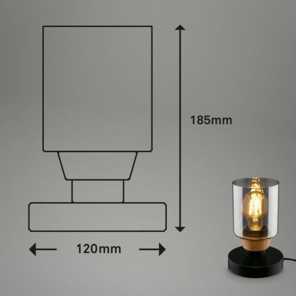 Briloner 7486015 - Bordlampe 1xE27/10W/230V sort