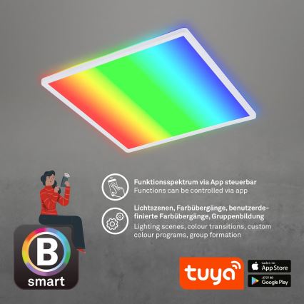 Briloner 7491-016 - LED RGBW dæmpbar loftlampe SMART LED/22W/230V 4000K 42x42 cm Wi‑Fi Tuya + fjernbetjening