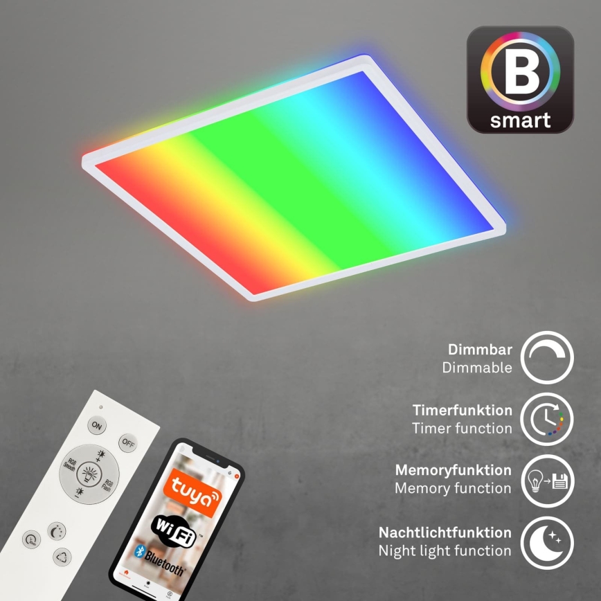Briloner 7491-016 - LED RGBW dæmpbar loftlampe SMART LED/22W/230V 4000K 42x42 cm Wi‑Fi Tuya + fjernbetjening