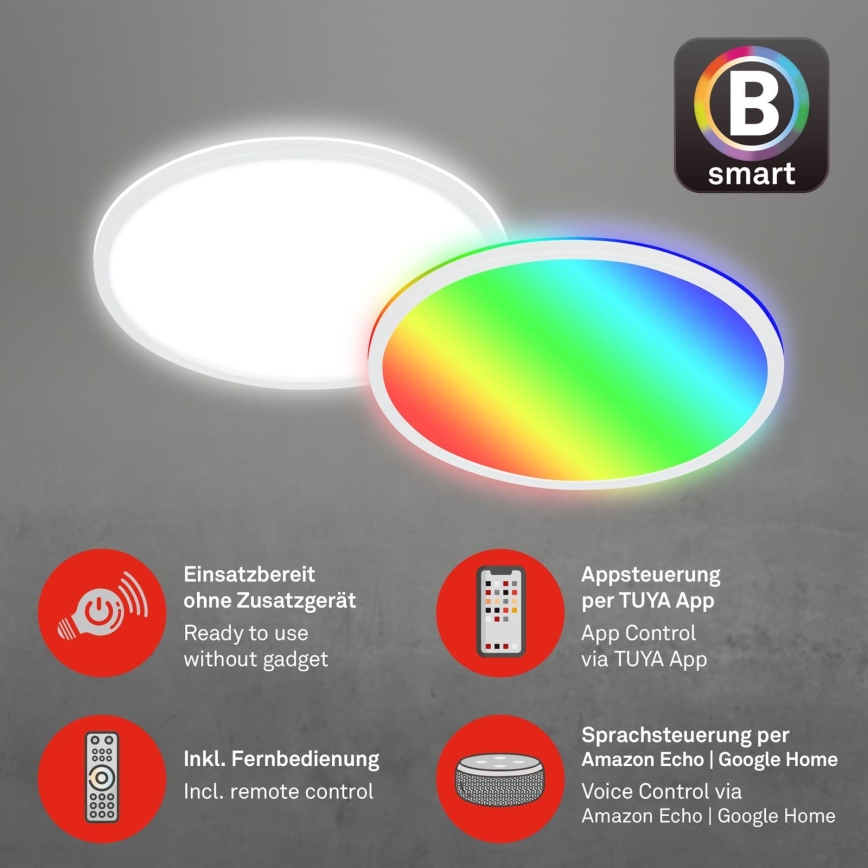 Briloner 7494016 - LED RGBW Dæmpbar loftlampe SMART LED/22W/230V 4000K Ø 42 cm Wi-Fi Tuya + fjernbetjening