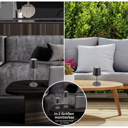 Briloner 7507015 - LED RGB dæmpbar genopladelig udendørs bordlampe 2-i-1 LED/2,5W/5V IP44 1200 mAh antracit