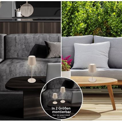 Briloner 7508011 - LED-dæmpbar genopladelig udendørs bordlampe 2-i-1 LED/2,5 W/5 V IP44 1200 mAh beige