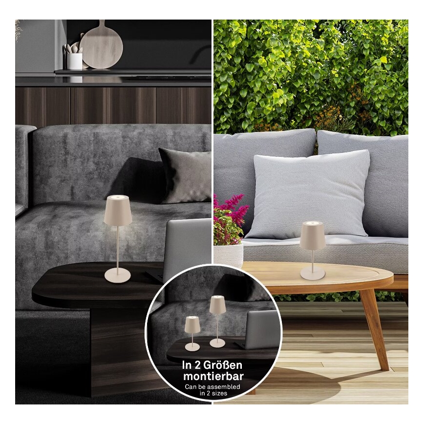 Briloner 7508011 - LED-dæmpbar genopladelig udendørs bordlampe 2-i-1 LED/2,5 W/5 V IP44 1200 mAh beige