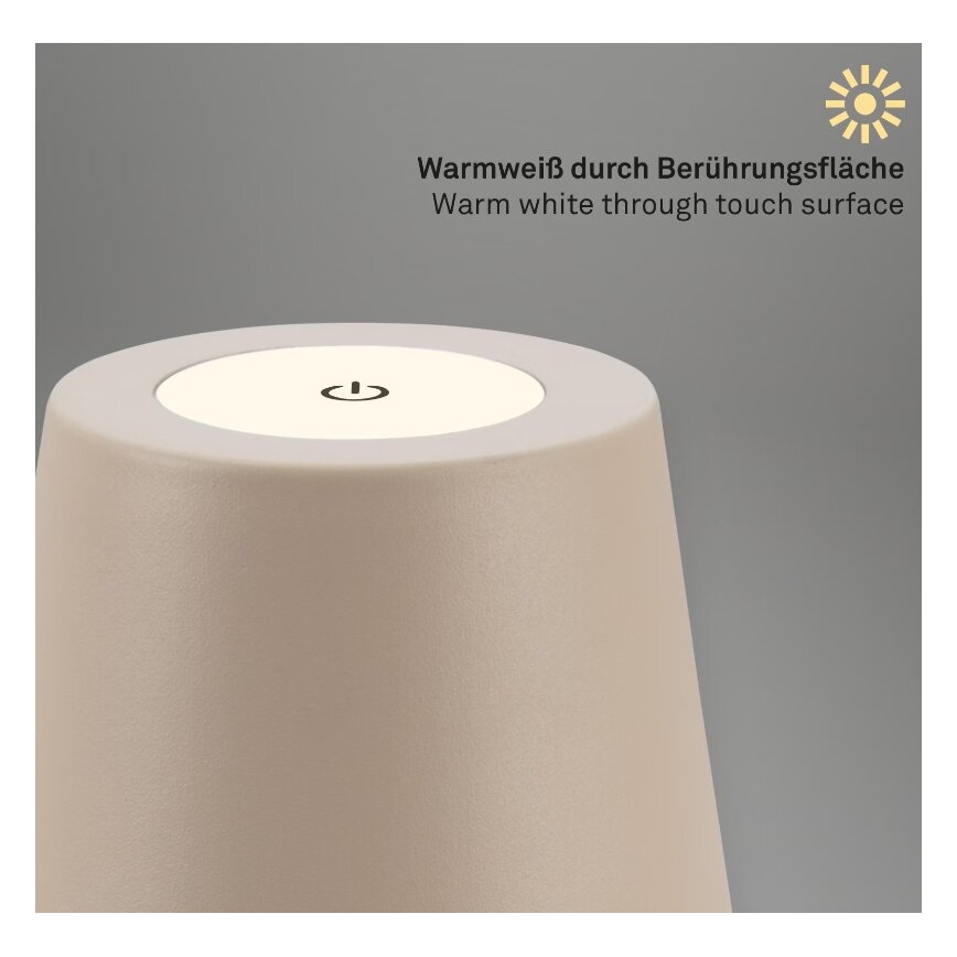 Briloner 7508011 - LED bordlampe dæmpbar og genopladelig 2-i-1 LED/2,5W/5V IP44 beige
