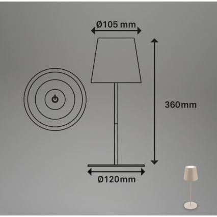 Briloner 7508011 - LED bordlampe dæmpbar og genopladelig 2-i-1 LED/2,5W/5V IP44 beige