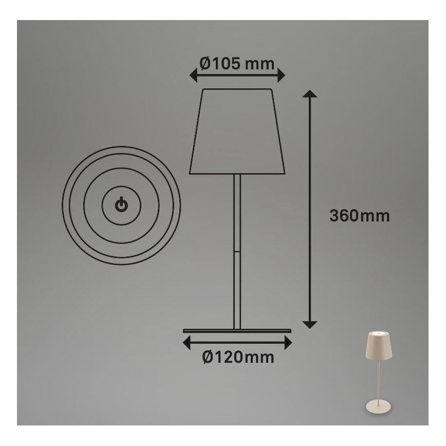 Briloner 7508011 - LED bordlampe dæmpbar og genopladelig 2-i-1 LED/2,5W/5V IP44 beige