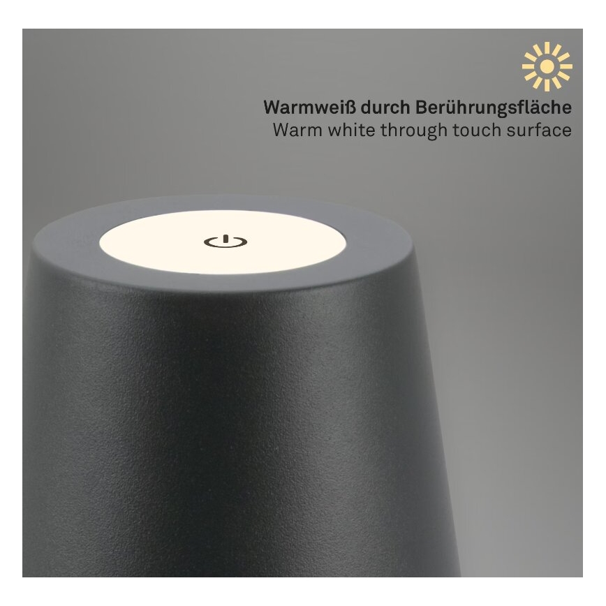 Briloner 7508015 - Udendørs LED bordlampe dæmpbar og genopladelig 2-i-1 LED/2,5W/5V IP44 antracit