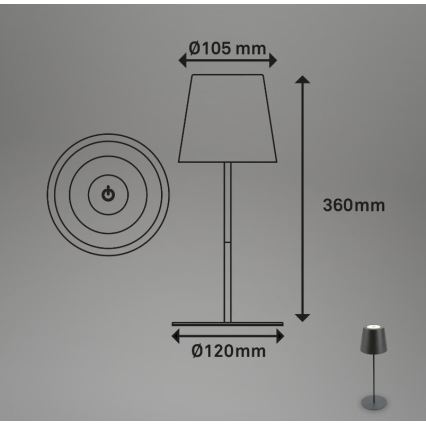 Briloner 7508015 - Udendørs LED bordlampe dæmpbar og genopladelig 2-i-1 LED/2,5W/5V IP44 antracit